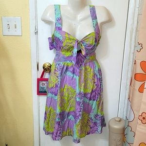 Nanette Lepore swim dress new small cover up green purple silk blend B5